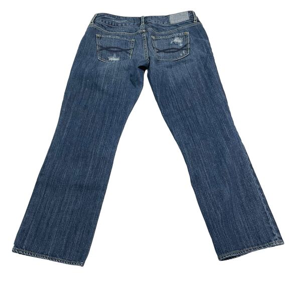 Abercrombie and Fitch Womens Jeans Size 4 Distressed Capri Blue Jeans Dark Wash - Picture 2 of 12